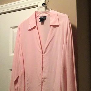 Women’s plus size pink silk blouse